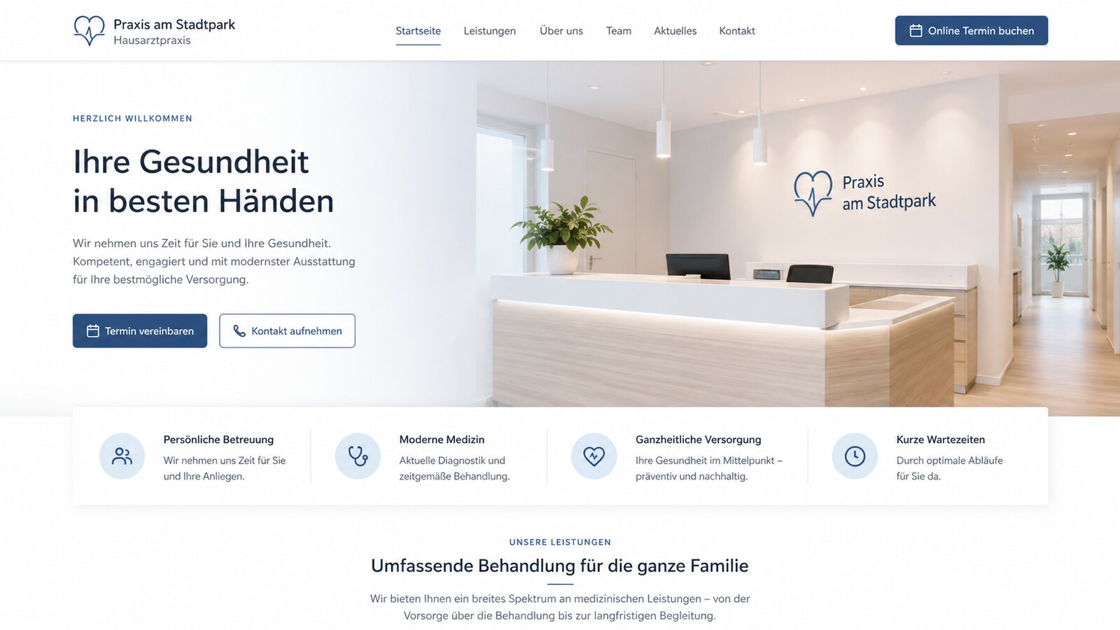 Beispiel einer Praxis-Homepage